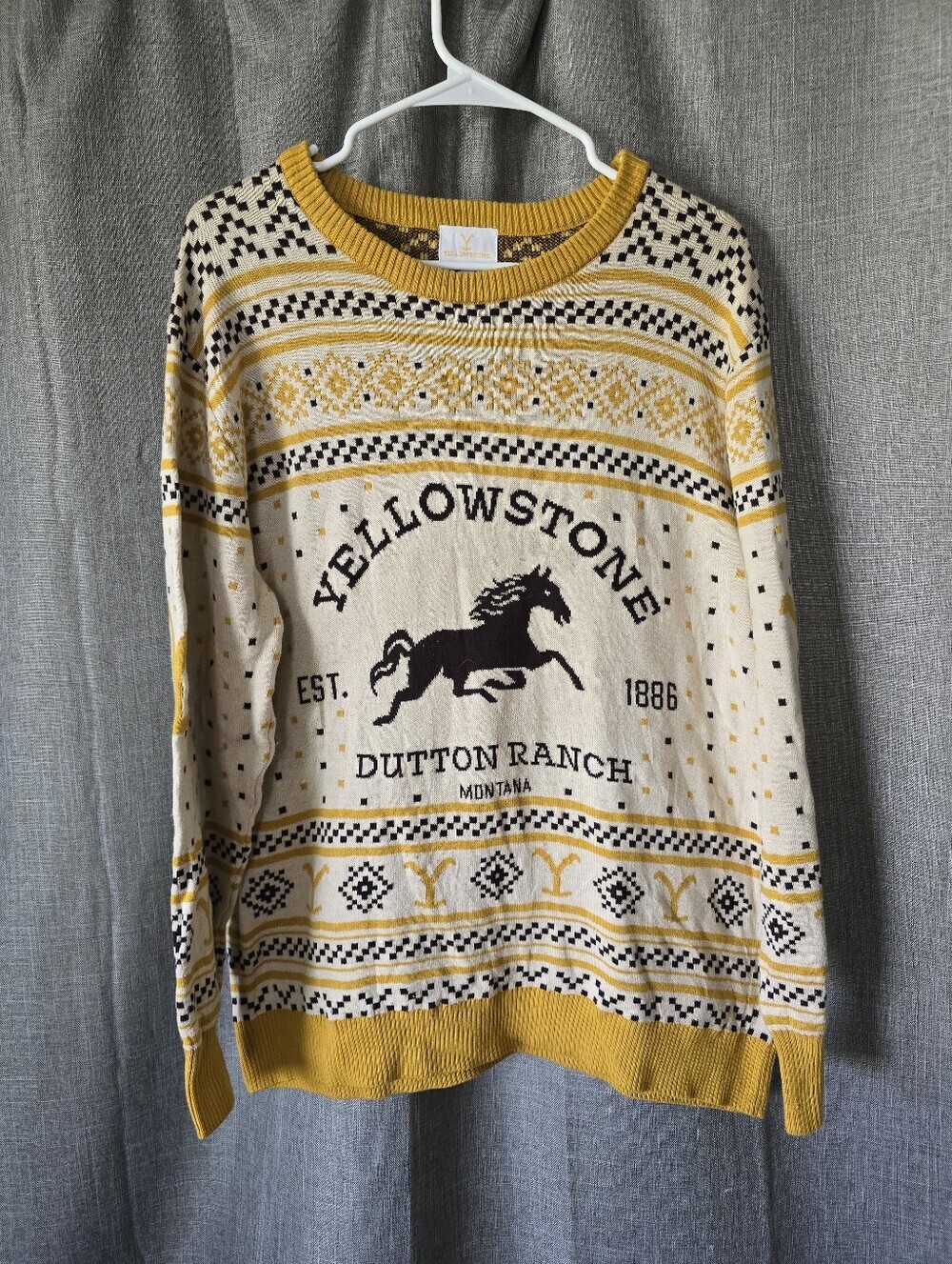 Yellowstone Dutton Ranch Sweater Mustard Yellow Mens Size L